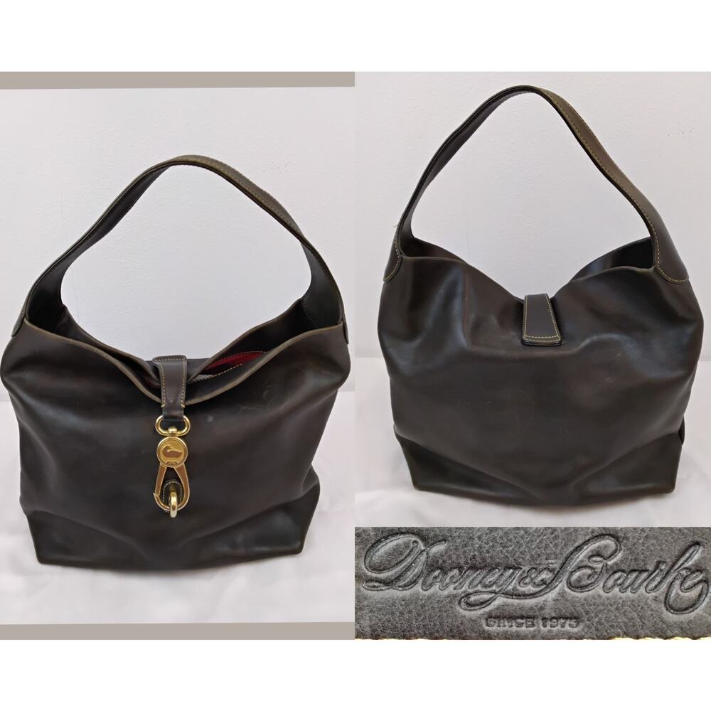Dooney and Bourke Belvedere Clip Lock Shoulder Bag Brown Leather Purse #Z4807